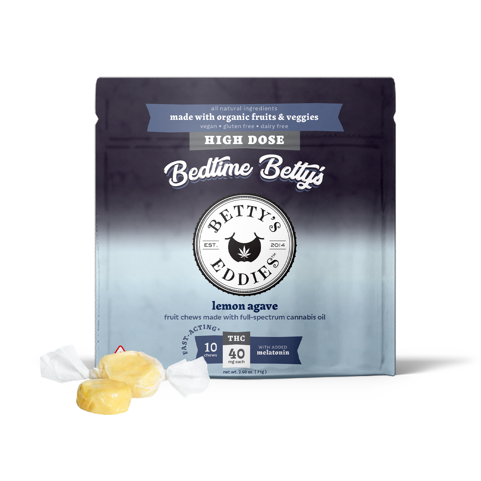 Bedtime Betty’s Lemon Agave [10pk] (400mg THC) Sleep Fruit Chews - Extra Strength