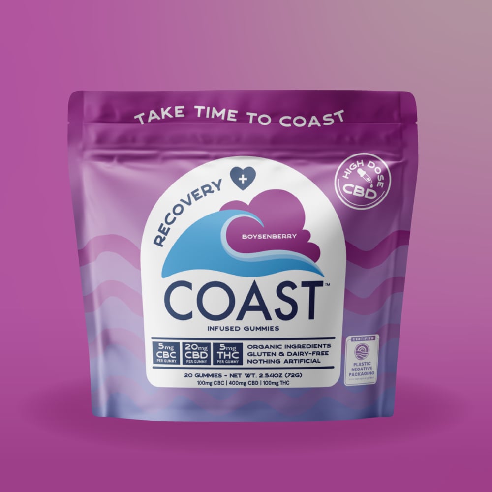 Coast - Boysenberry (Restore) 5:20:5 THC:CBD:CBC Gummies (100mg 20pk)