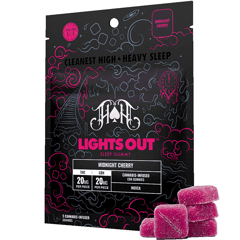 Midnight Cherry Lights Out Sleep Gummies | 100mg THC - 100mg CBN