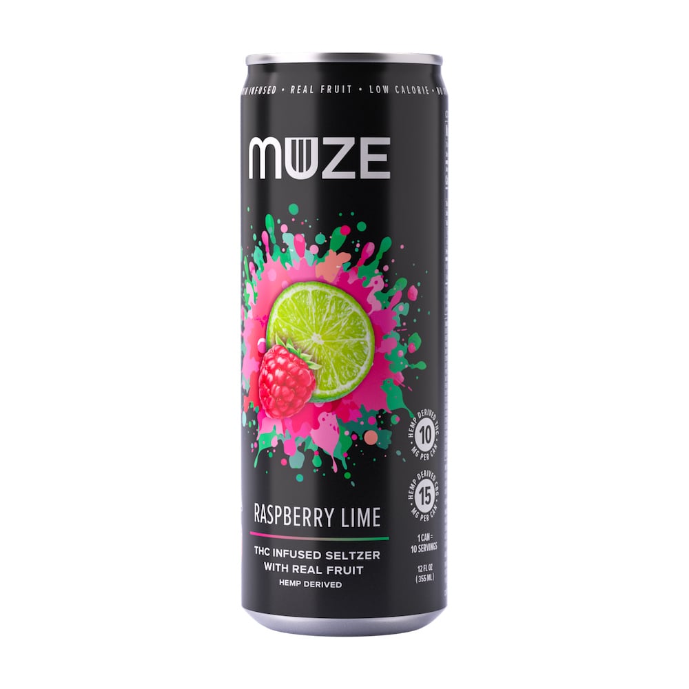 MUZE - Hemp-Derived Raspberry Lime 12oz (10mg THC 15mg CBG)