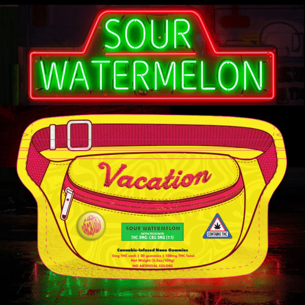Vacation - Sour Watermelon Ratio Gummies  (100mg THC 100mg CBG 20pk) product photo