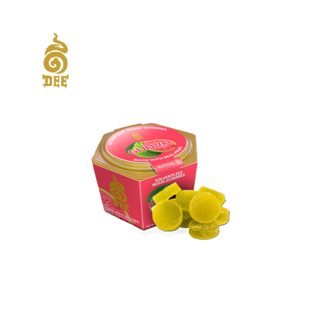 GUAVA 1:1 THC:CBG 100MG 10 PACK SOLVENTLESS ROSIN INFUSED GUMMIES