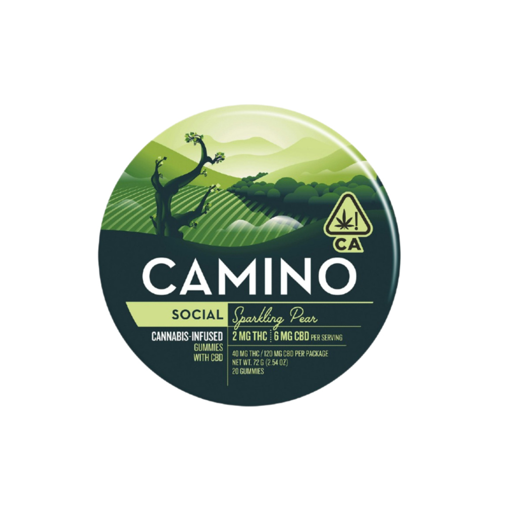 2mg : 6mg CBD Camino 'Social' Sparkling Pear Gummies 40mg THC | 120mg CBD total