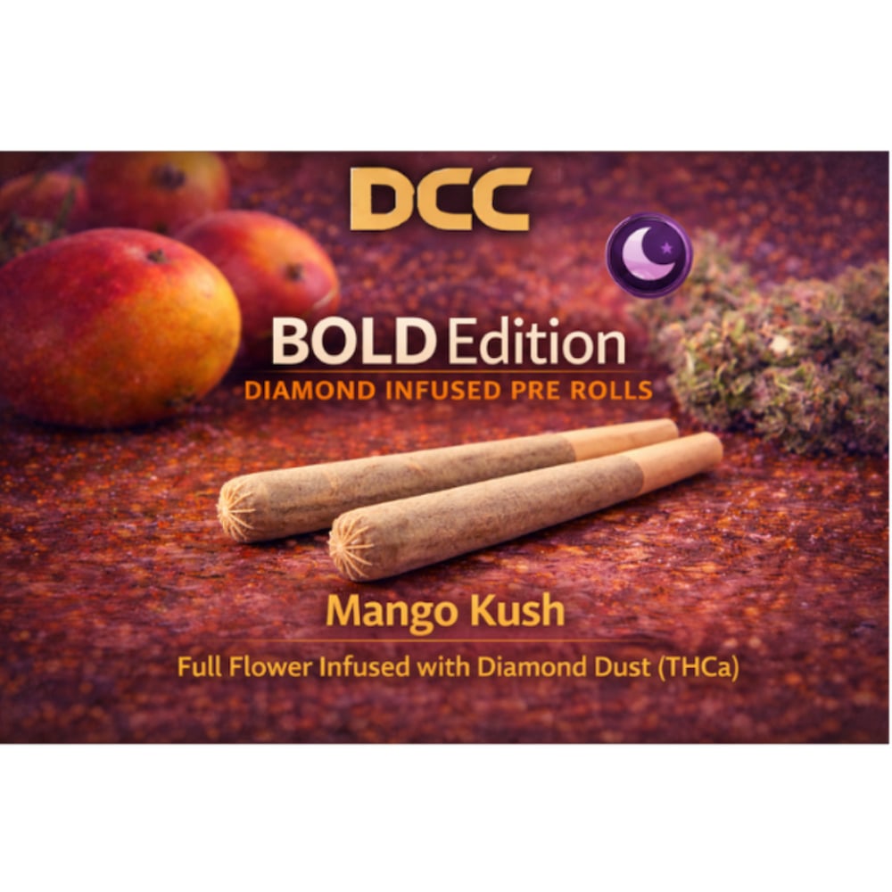 DCC - Mango Kush Diamond Infused Pre-Roll 0.5g 2pk (1g) DCC - Mango Kush Diamond Infused Pre-Roll 0.5g 2pk (1g)