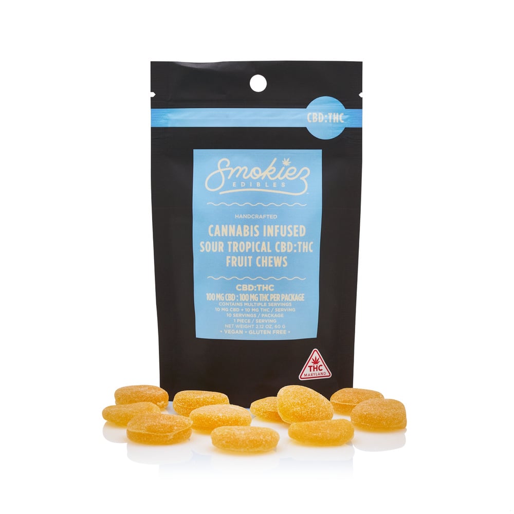 1:1 Sour Tropical Fruit [10pk] (100mg CBD/ 100mg THC)
