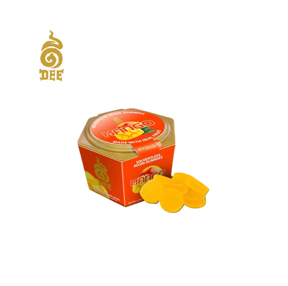 MANGO 100MG 10 PACK SOLVENTLESS ROSIN INFUSED GUMMIES
