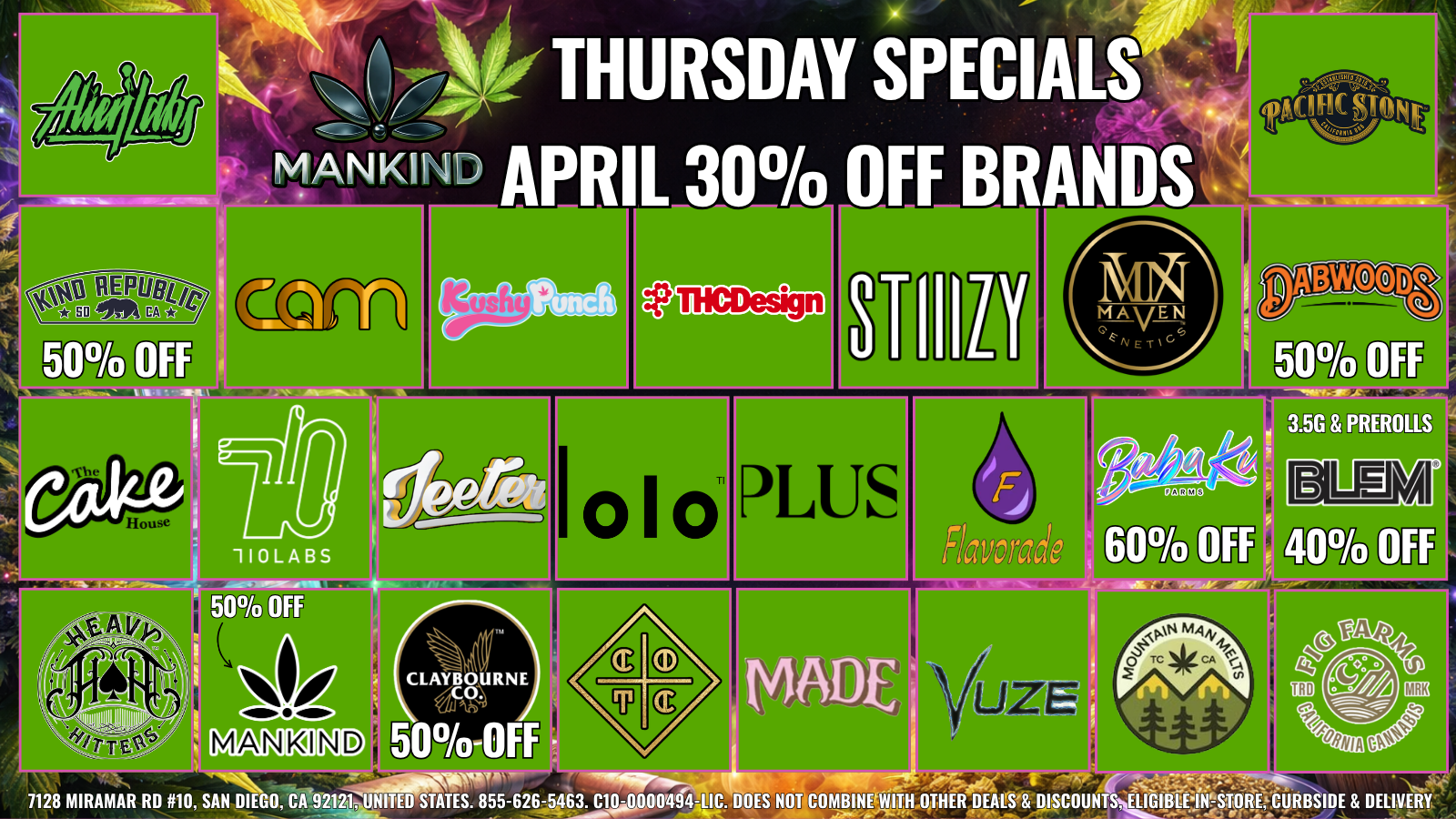 THURSDAY - 30% OFF SELECT BRANDS! special