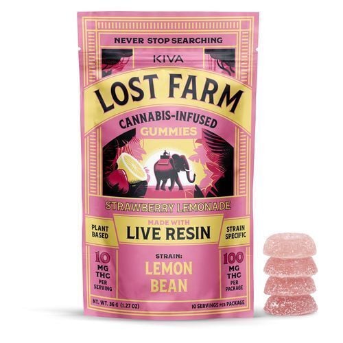10mg Lost Farm 'Lemon Bean x Strawberry Lemonade' Live Resin Gummies 100mg THC total
