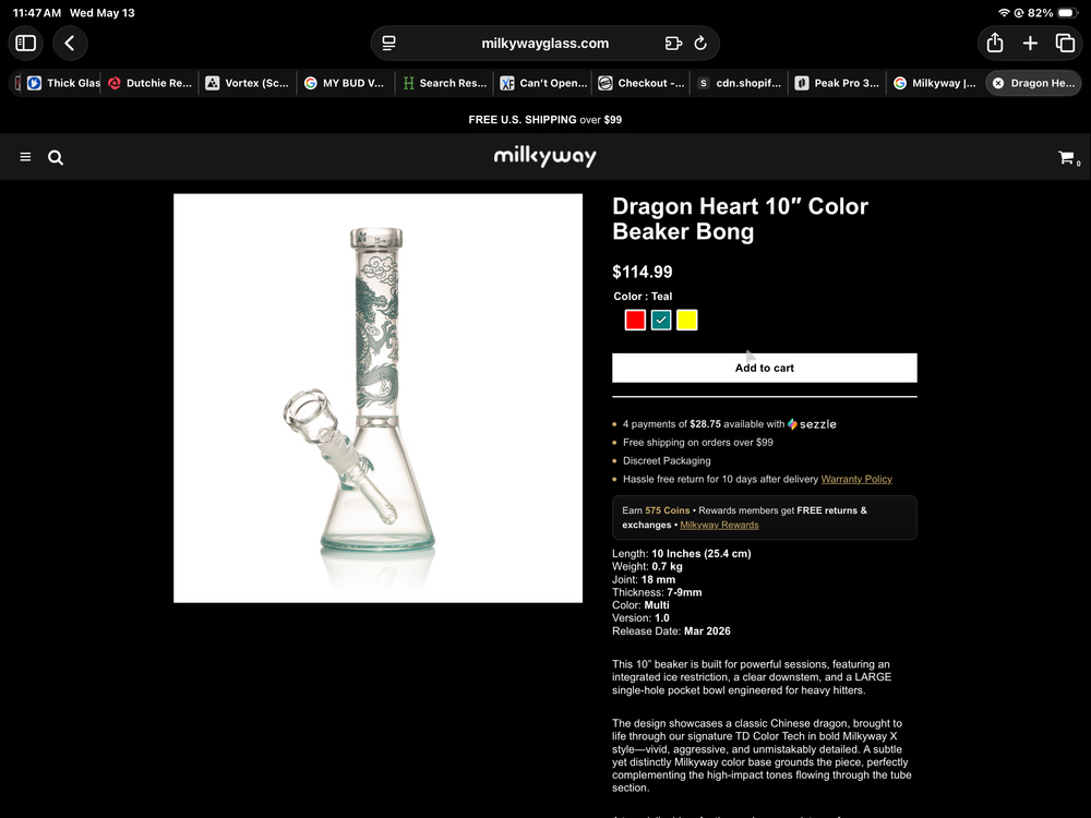 10" Dragon Heart Beaker Bong - Blue