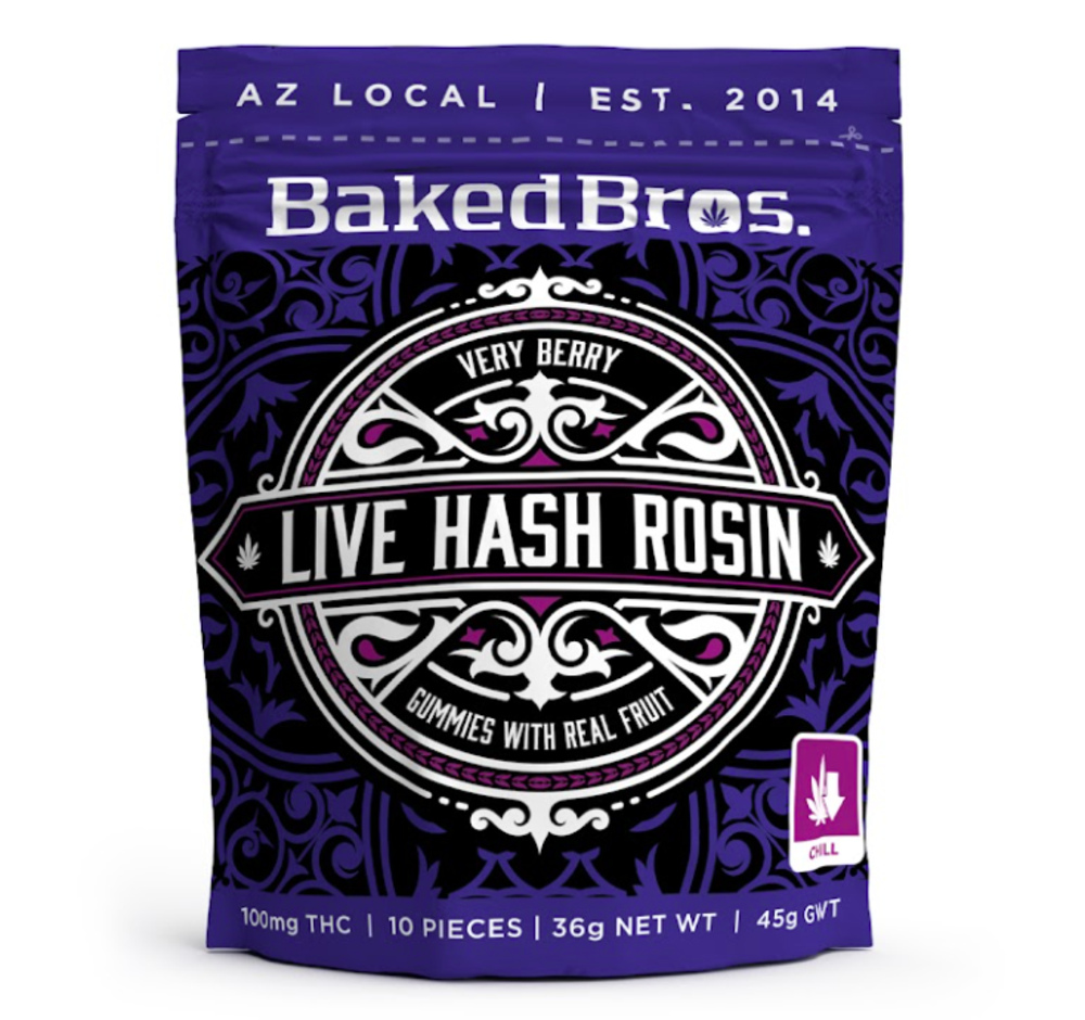 Baked Bros Live Hash Rosin Very Berry 100mg Gummies