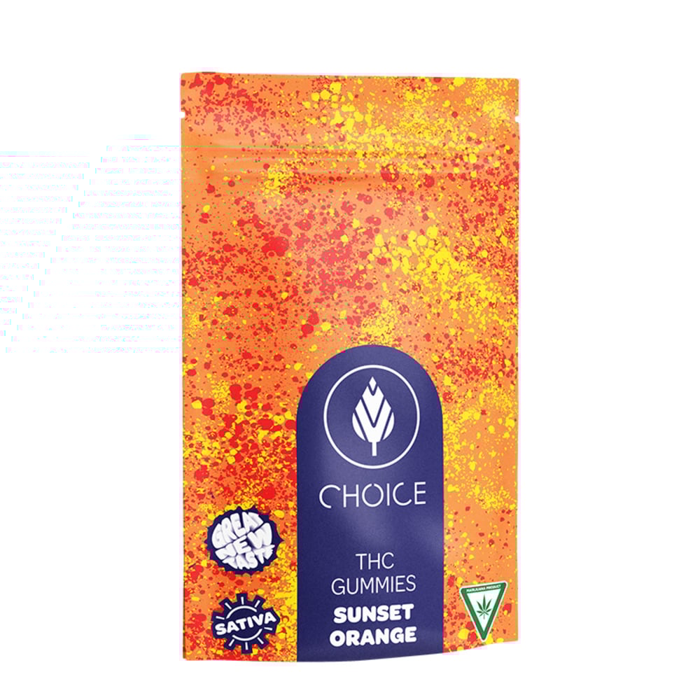 Choice Chews - Sunset Orange Sativa Gummies (100mg 20pk) Choice Chews - Sunset Orange Sativa Gummies (100mg 20pk)