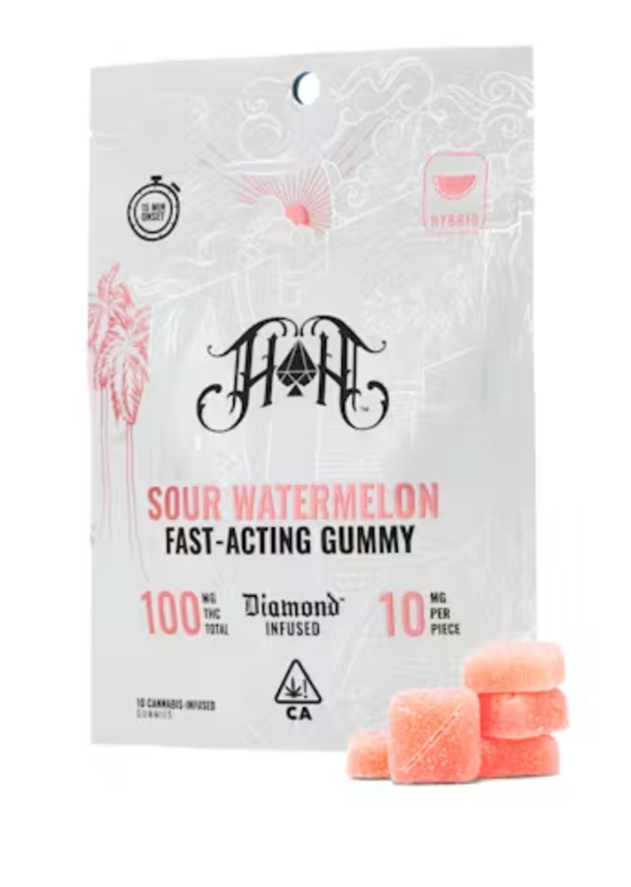 Sour Watermelon | Hybrid - Fast-Acting Gummies - 100mg THC