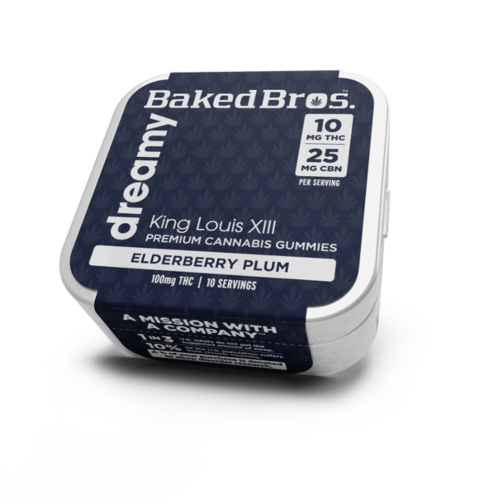 Baked Bros Dreamy: 100mgTHC : 250mgCBN : Elderberry Plum Gummies