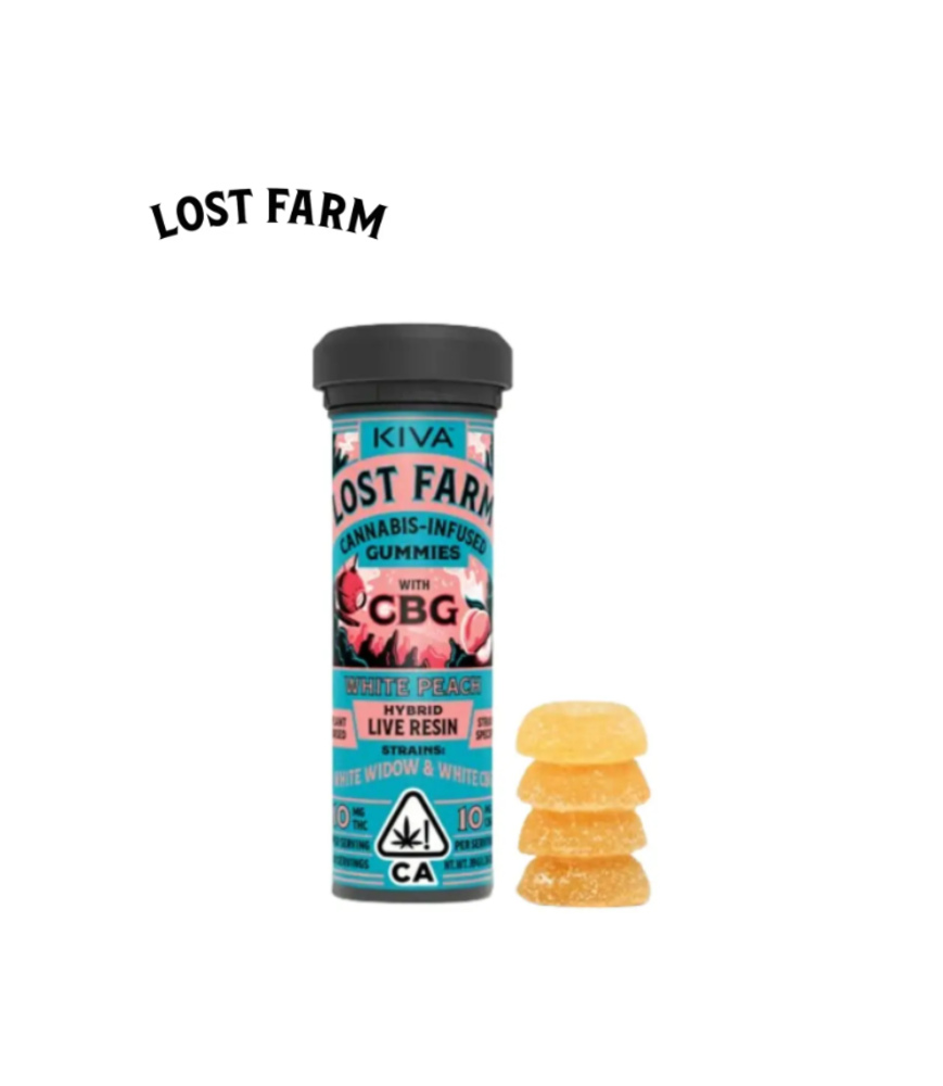 WHITE PEACH + WHITE WIDOW + WHITE CBG 10:10 THC:CBG 100MG 10 PACK LIVE RESIN GUMMIES
