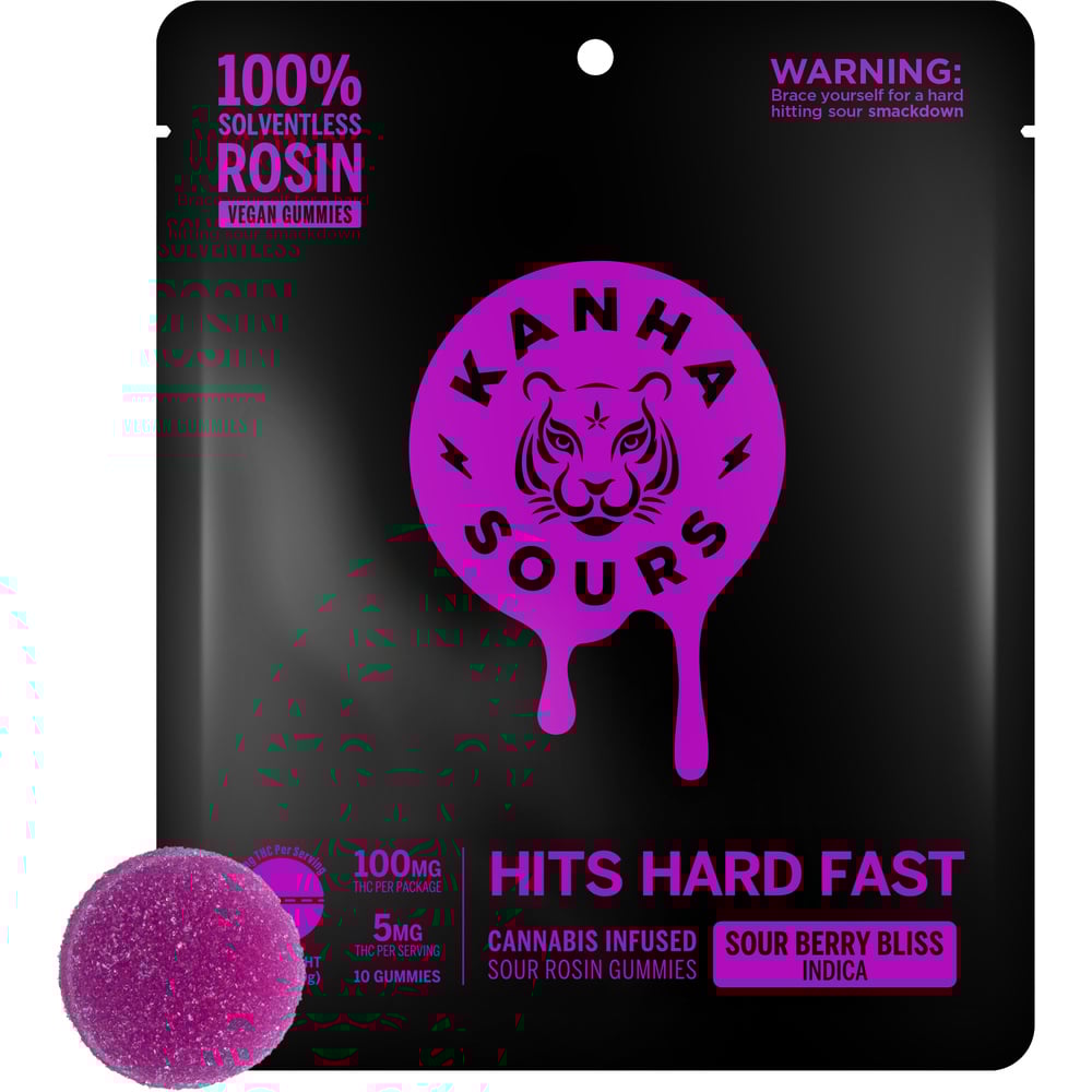 Kanha - Indica Sour Berry Bliss Fast Acting Rosin Gummies (100mg 10pk)