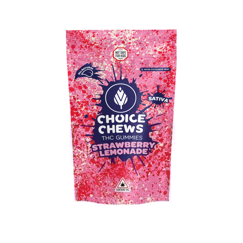 Choice Chews - Strawberry Lemonade Sativa Gummies (100mg 20pk) Choice Chews - Strawberry Lemonade Sativa Gummies (100mg 20pk)