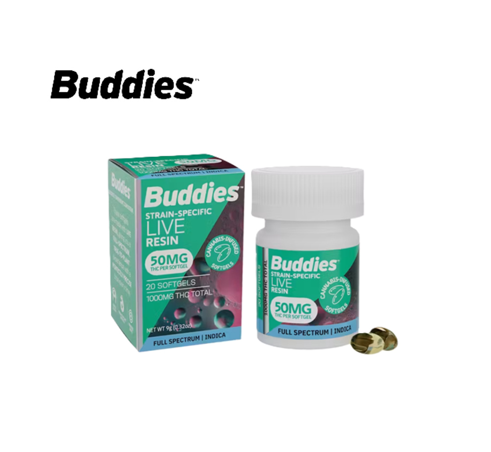 Indica 50mg 20 Pack Live Resin Softgel Capsules