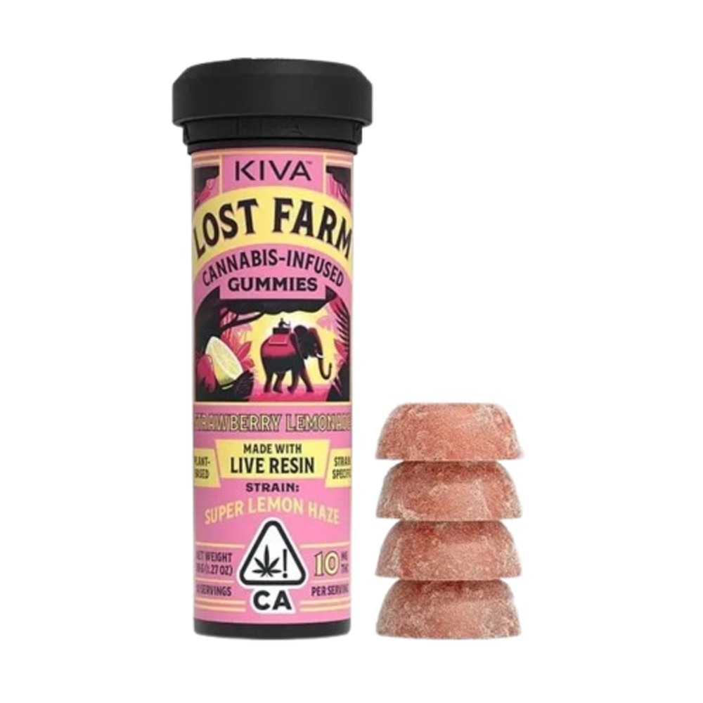 10mg Lost Farm 'Super Lemon Haze x Strawberry Lemonade' Live Resin Gummies 100mg THC total