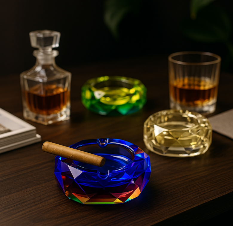 4" Octagonal Glass Ash Tray