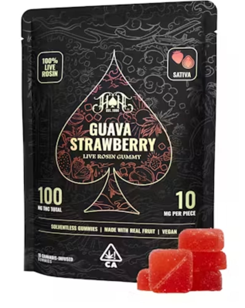 Guava Strawberry | Sativa - Live Rosin Gummies - 100mg THC