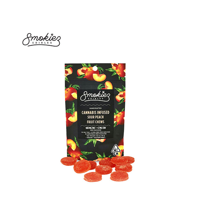 SOUR PEACH 100MG 10 PACK FRUIT CHEWS