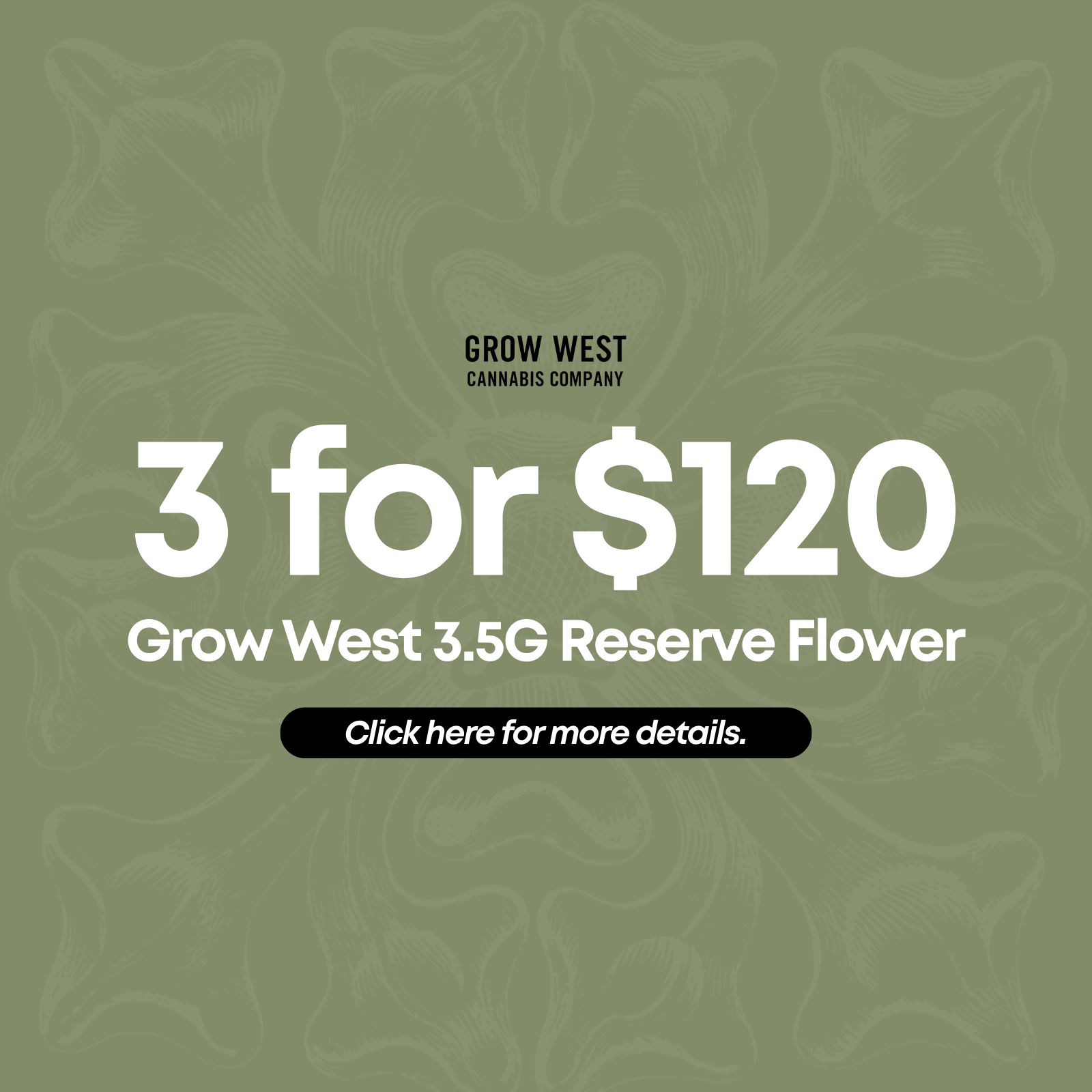 3 for $120 Grow West 3.5G Reserve Flower special