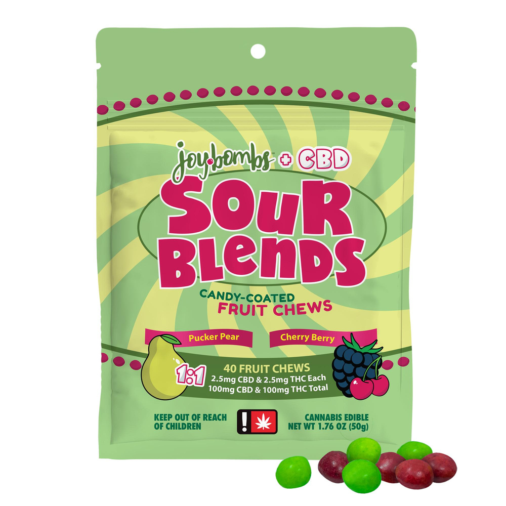 Joy Bombs + CBD 1:1 Sour Blends - 100mg THC (40pk / 2.5mg THC & 2.5mg CBD ea)