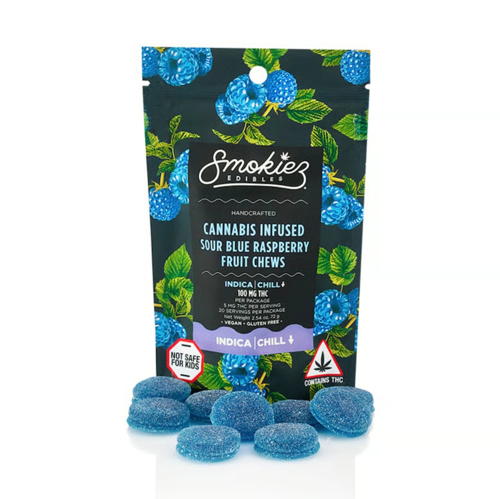 Smokiez - Sour Blue Raspberry Indica Fruit Chews (100mg 20pk)