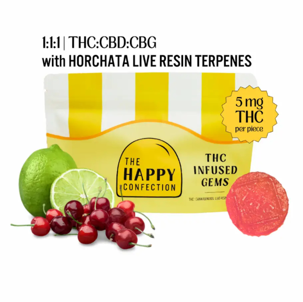 The Happy Confection Medium Dose Infused Gems - 20 Pack Coasting Cherry Punch THC|CBD|CBG - 00248