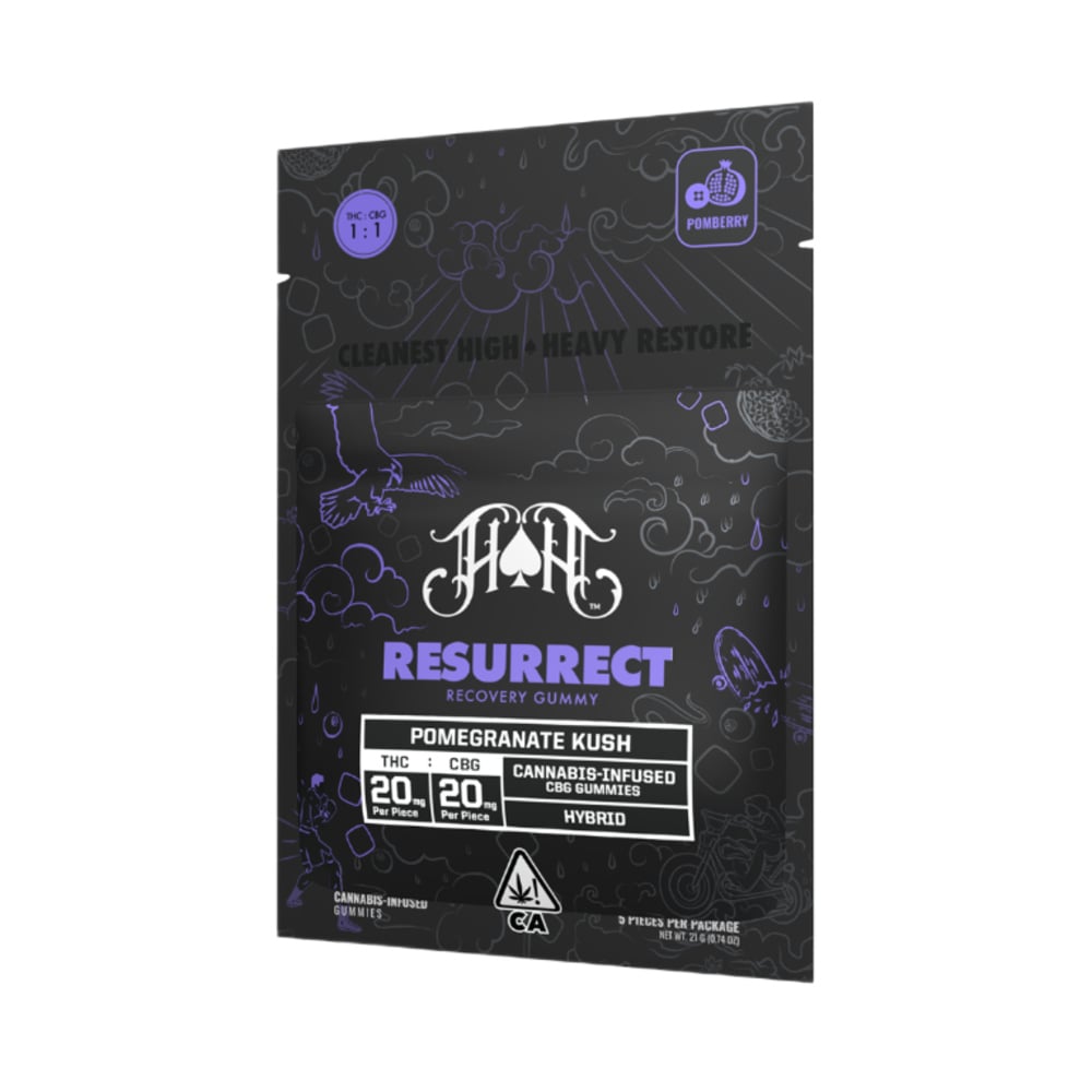 Heavy Hitters Pomegranate Kush | Hybrid - Resurrect RCS CBG Recovery Gummy