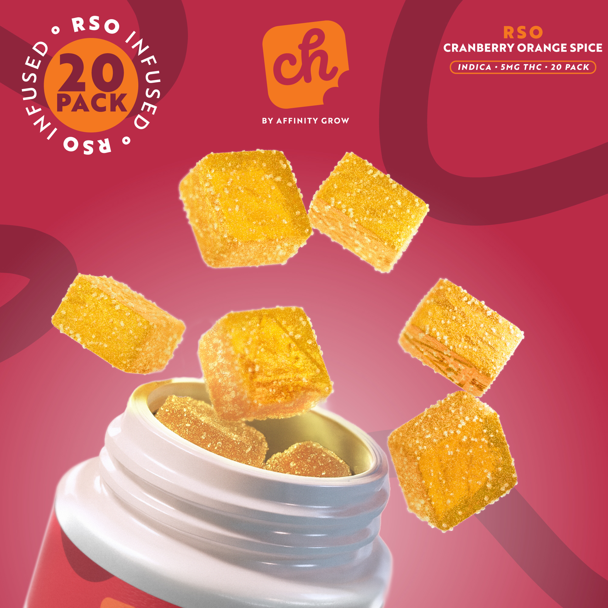 Chew RSO Cranberry Orange Spice Gummies | T100mg | I | 00762 | 20pk