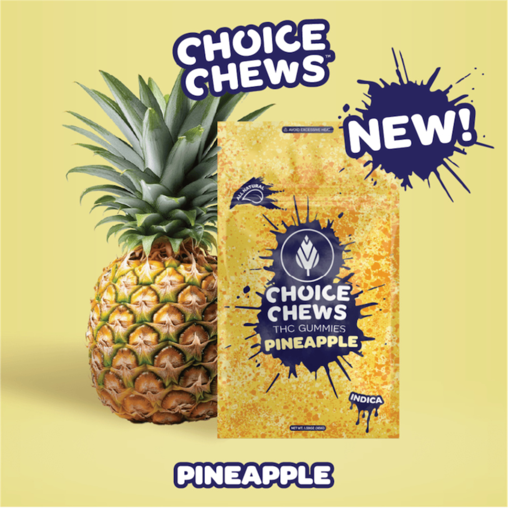 Choice Chews - Pineapple Indica Gummies (100mg 20pk)