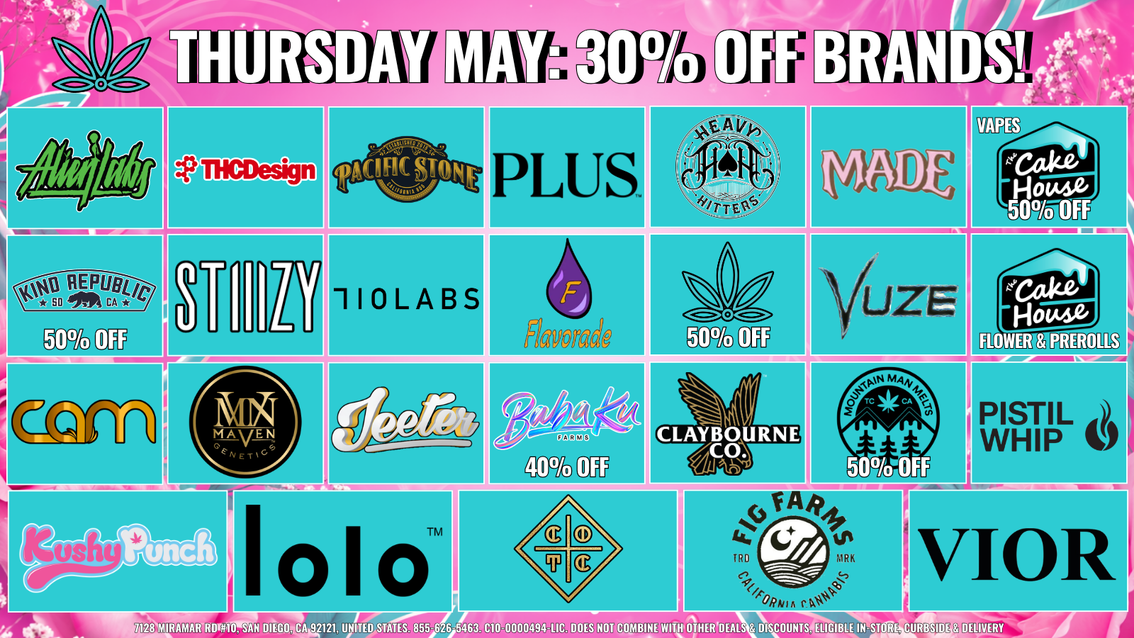 THURSDAY - 30% OFF SELECT BRANDS! special