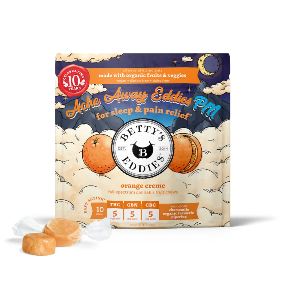 Betty's Eddies - Orange Creme Ache Away Eddies PM Chews (50mg 10pk) Betty's Eddies - Orange Creme Ache Away Eddies PM Chews (50mg 10pk)