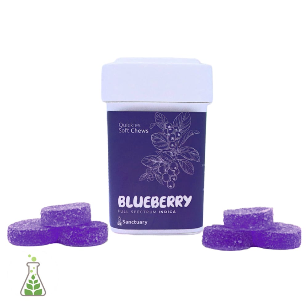 Quickies - Fast Acting Full Spectrum Blueberry Indica Gummies (100mg 20pk)