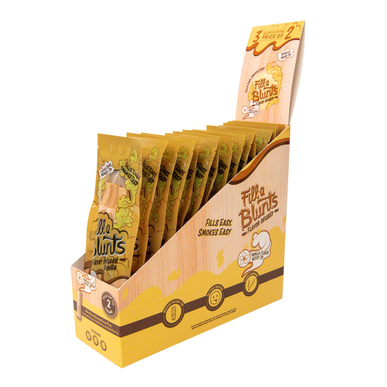 Hemp Wrap Blunt Tubes w/ Vanilla Flavor Wood Tips [3pk]