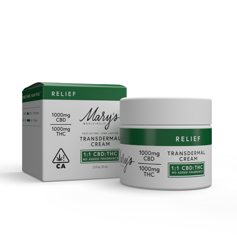 1:1 Relief Cream - No Fragrance Added [2fl oz] (1000mg CBD/1000mg THC)