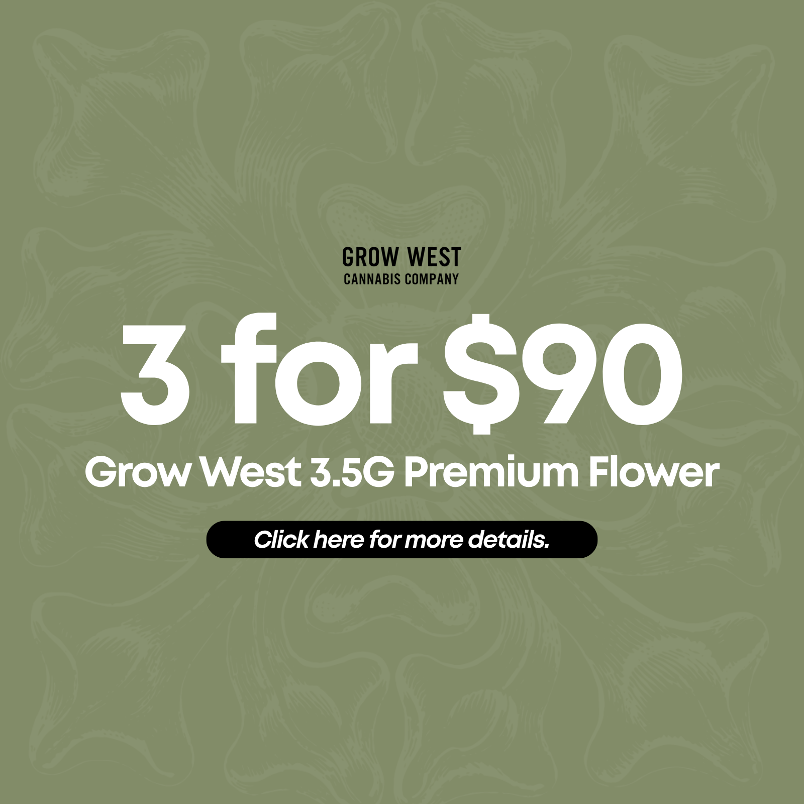3 for $90 Grow West 3.5G Premium Flower special