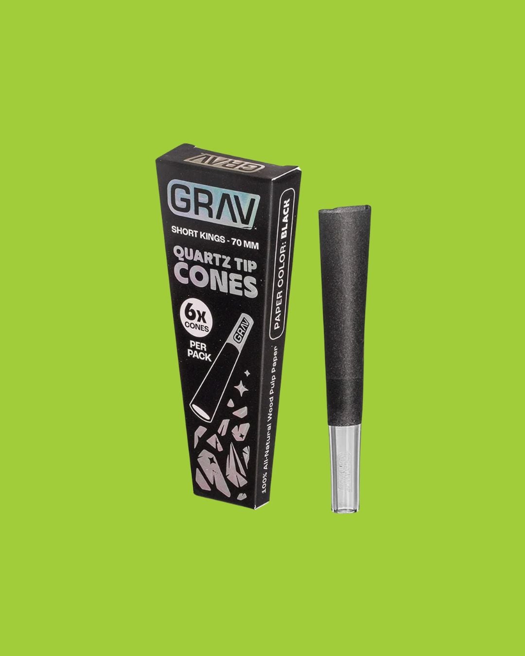 GRAV® Short Kings Quartz Tip Cones - Black [6pk]