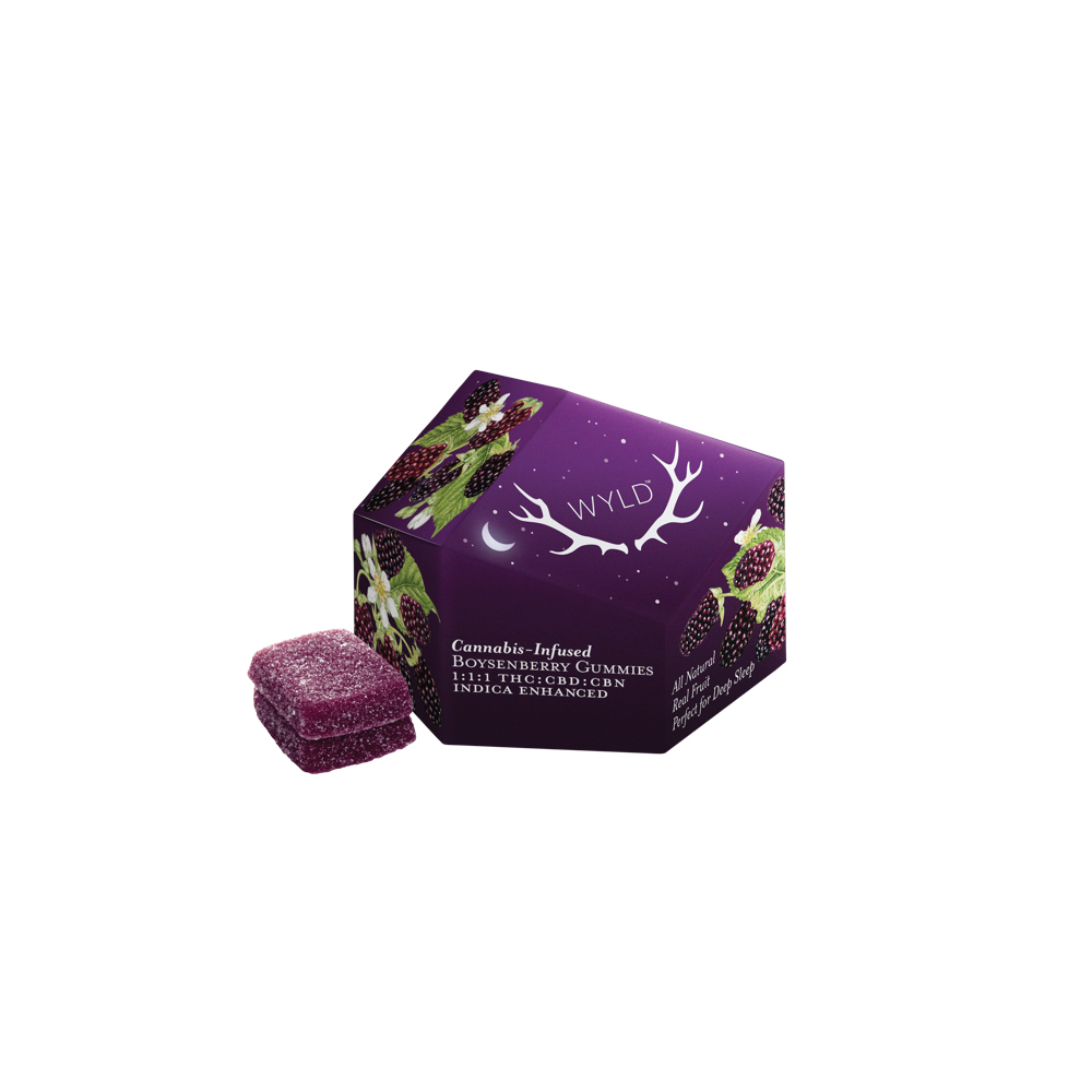 Boysenberry 1:1:1 CBD:CBN + Indica Enhanced Gummies | 100mg THC:CBD:CBN