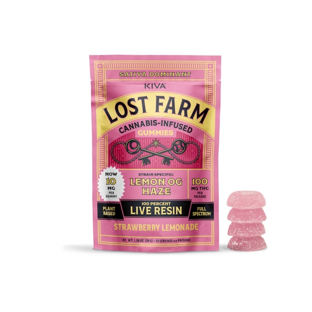 KIVA Lost Farm - Strawberry Lemonade x Lemon OG Haze Live Resin Gummies (100mg 10pk) KIVA Lost Farm - Strawberry Lemonade x Lemon OG Haze Live Resin Gummies (100mg 10pk)