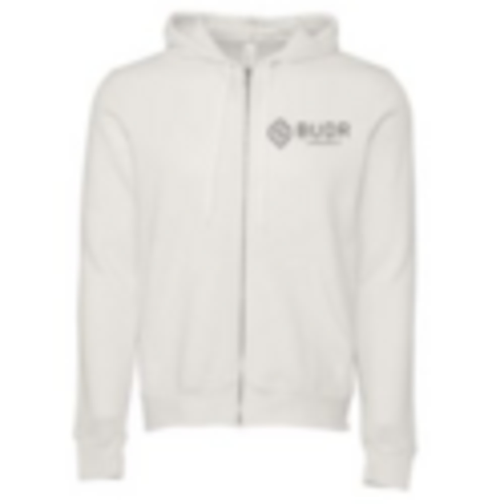 Budr Zip-Up White Hoodie- L