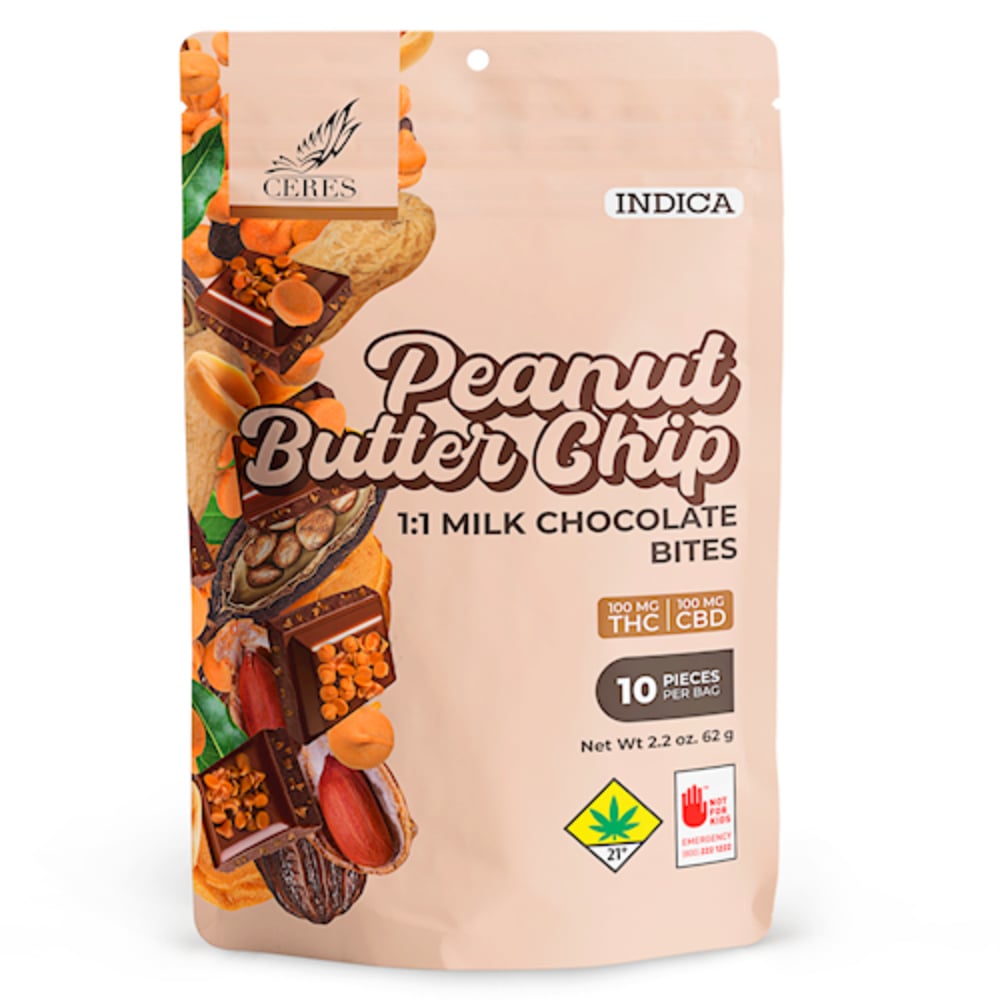 1:1 Peanut Butter Chip - Indica [10pk] (100mg CBD/100mg THC)