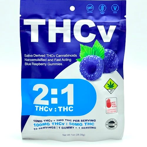 2:1 Blue Raspberry [10pk] (100mg THCv/50mg THC)