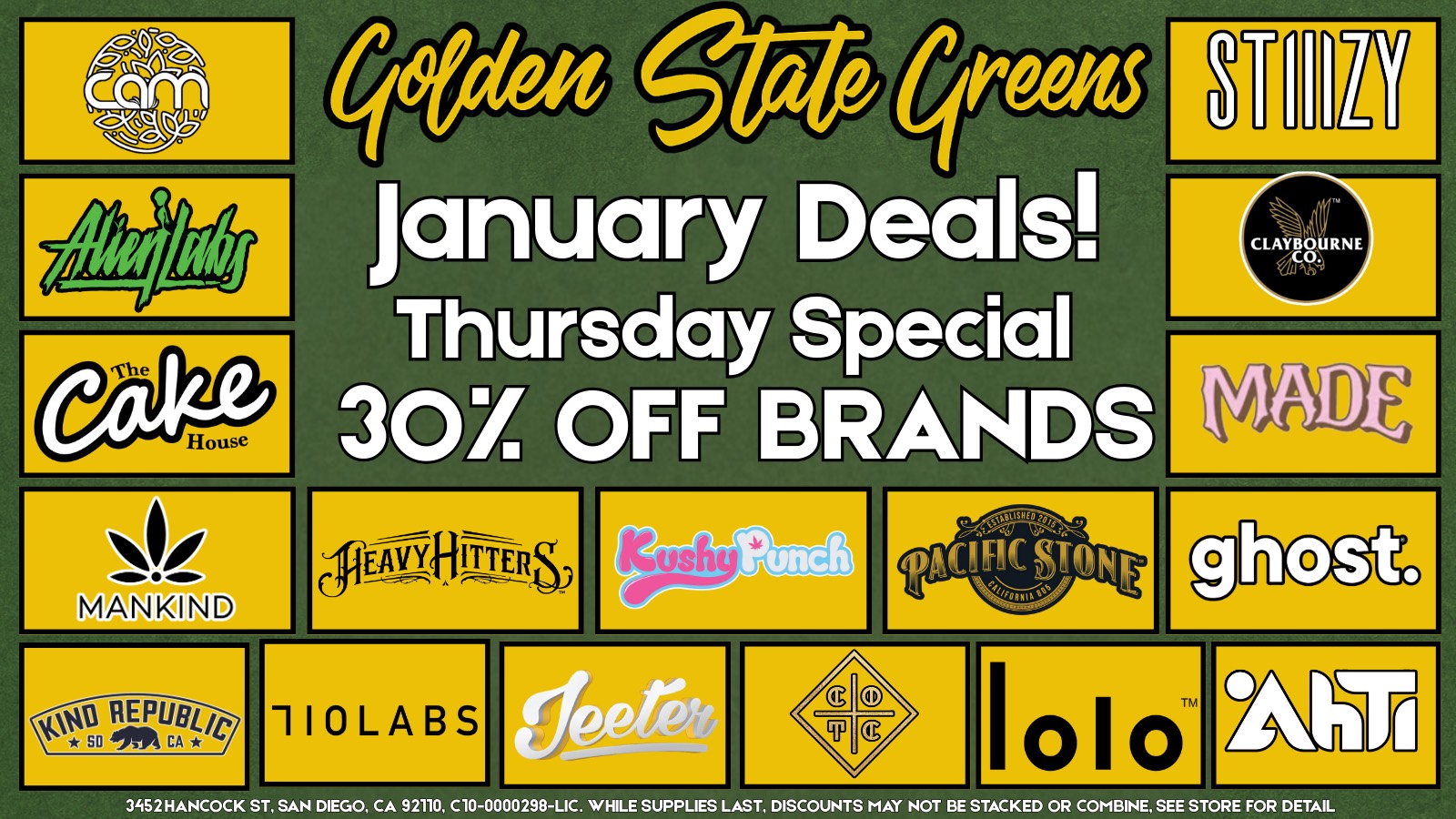 THURSDAY - 30% OFF SELECT BRANDS special