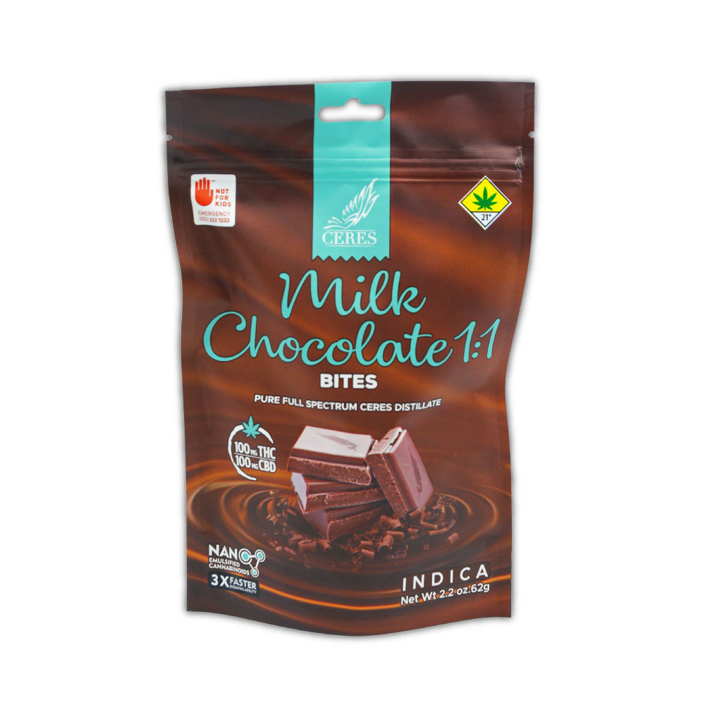 Milk Chocolate 1:1 - Indica (100mg CBD/100mg THC)