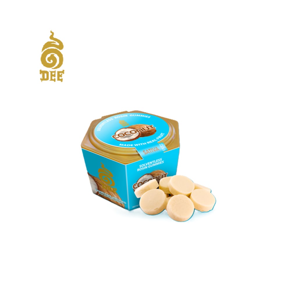COCONUT 100MG 10 PACK SOLVENTLESS ROSIN INFUSED GUMMIES