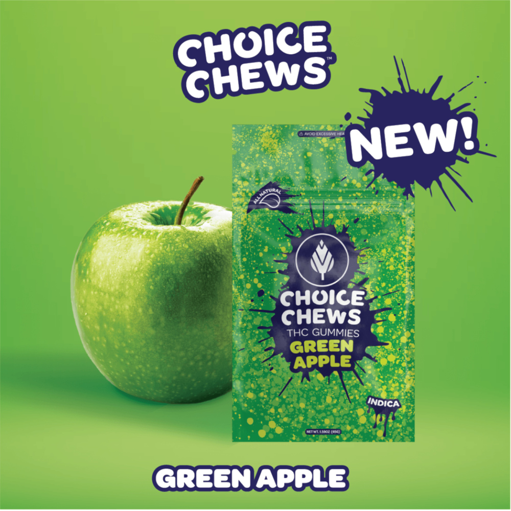 Choice Chews - Green Apple Indica Gummies (100mg 20pk) product photo