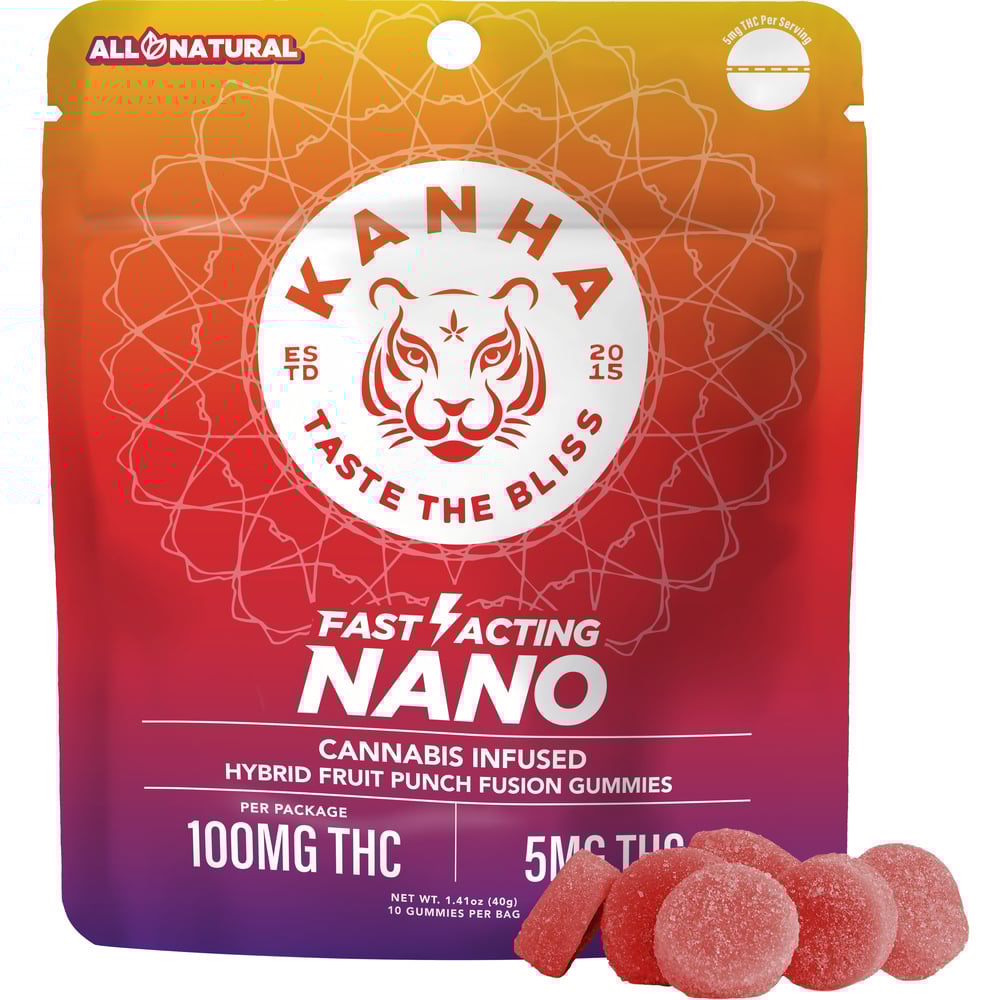 Kanha - Hybrid Fruit Punch Fusion NANO Gummies(100mg 10pk)