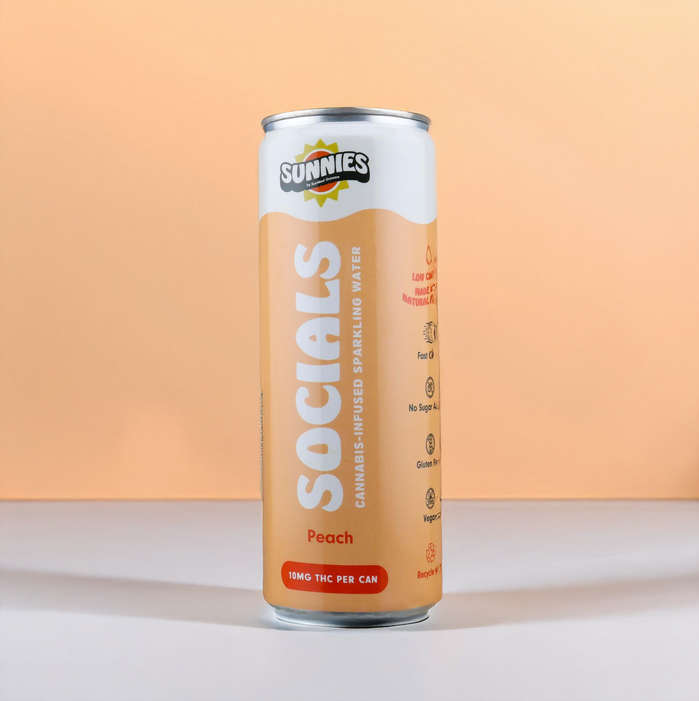 Socials - Peach Sparkling Water - 10mg